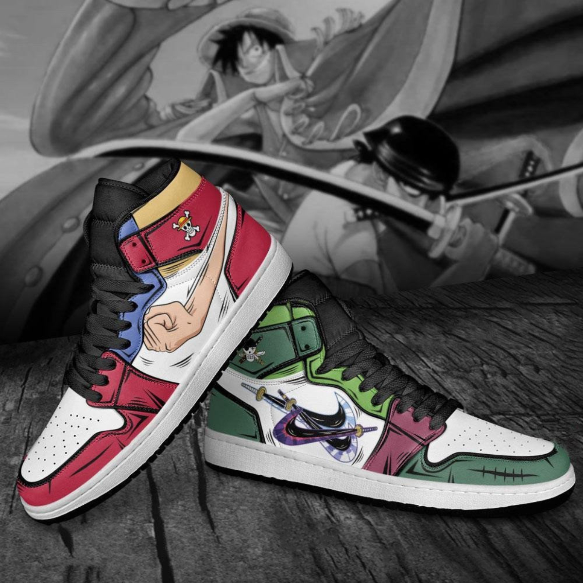 Zoro And Luffy Air Jordan 1 Custom One Piece Shoes V33 - Tana Elegant